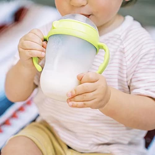 ANPEI Straw Transition Cup Kit for Comotomo Baby Bottles 2 Pack (Green) | Converts 5 & 8 oz Bottles to Sippy Cups thumbnail 4