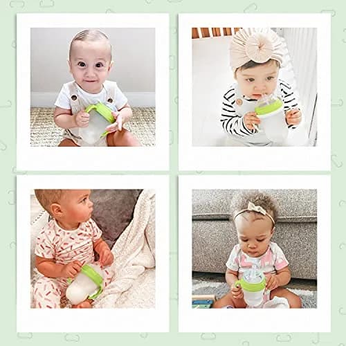 ANPEI Straw Transition Cup Kit for Comotomo Baby Bottles 2 Pack (Green) | Converts 5 & 8 oz Bottles to Sippy Cups thumbnail 8