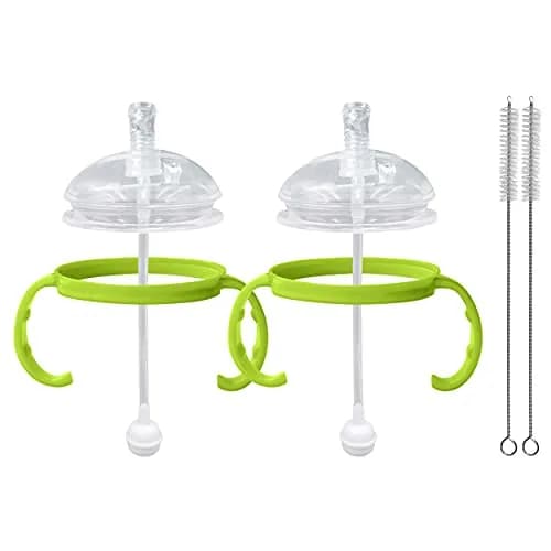 ANPEI Straw Transition Cup Kit for Comotomo Baby Bottles 2 Pack (Green) | Converts 5 & 8 oz Bottles to Sippy Cups thumbnail 9