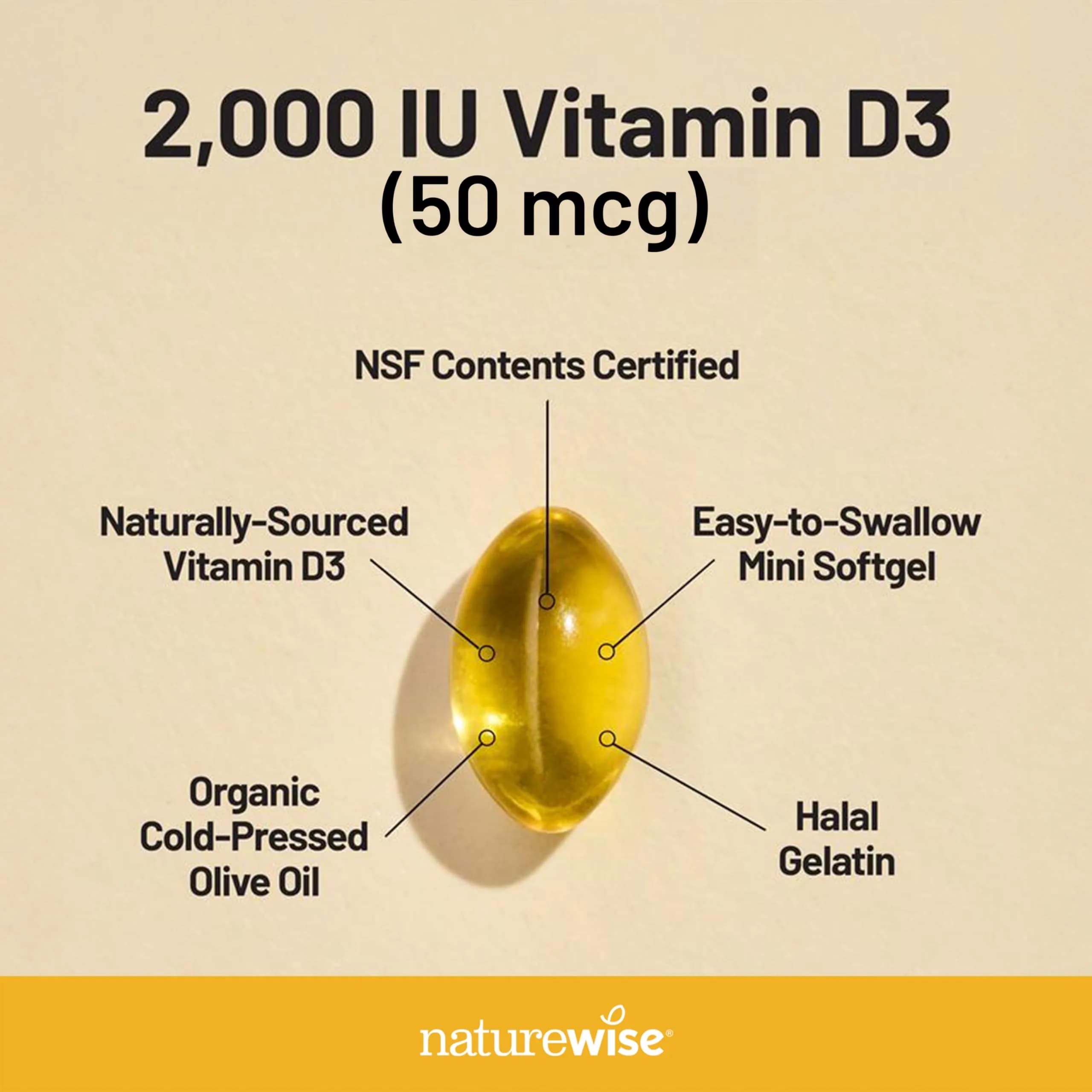 NatureWise Vitamin D3 2000iu (50 mcg) 30 Count Mini Softgels | Immune Support, Bone Health - view 2