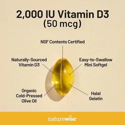 NatureWise Vitamin D3 2000 IU Softgels | Bone & Immune Health Support thumbnail 3