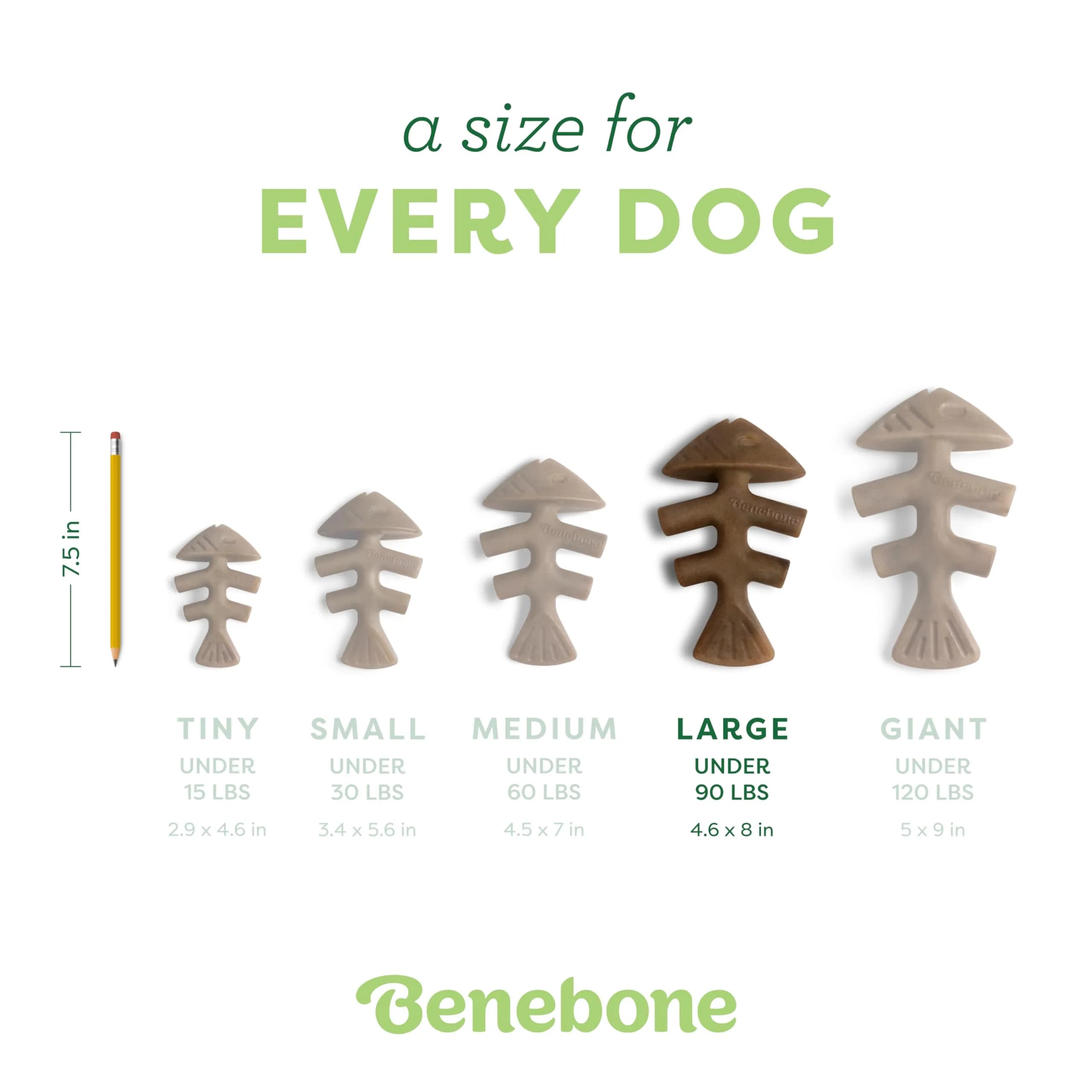 Benebone Brown Fishbone Dental Chew Toy for Aggressive Chewers, Large - view 4