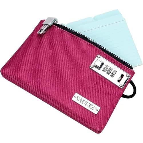Vaultz Locking Accessories Pouch, 7 x 10 Inches, Berry Color | Secure Storage for Valuables thumbnail 2