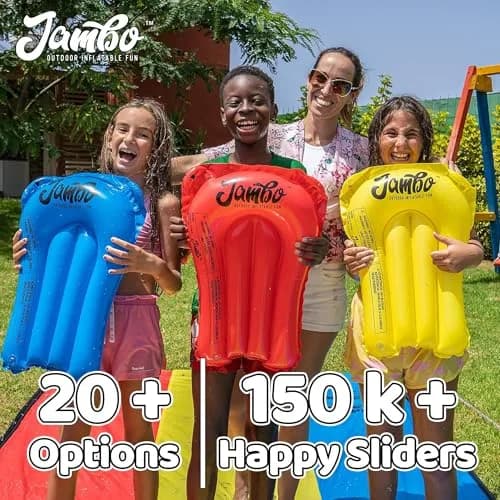 JAMBO Premium Triple Water Slide with 3 Bodyboards 20Ft | Heavy Duty Backyard Water Toy for Kids thumbnail 4