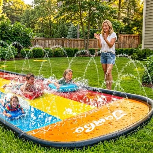 JAMBO Premium Triple Water Slide with 3 Bodyboards 20Ft | Heavy Duty Backyard Water Toy for Kids thumbnail 8