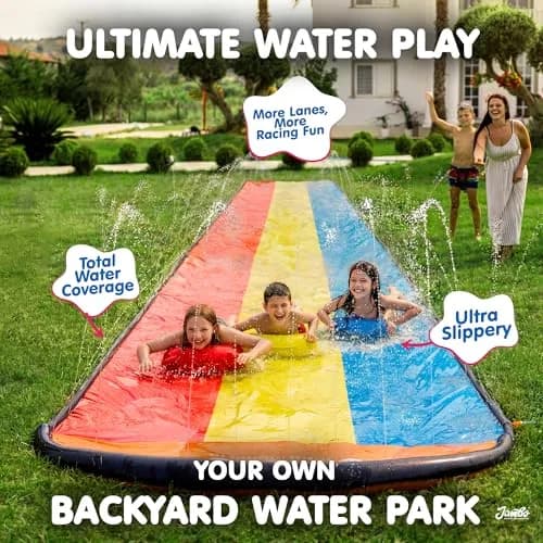 JAMBO Premium Triple Water Slide with 3 Bodyboards 20Ft | Heavy Duty Backyard Water Toy for Kids thumbnail 2