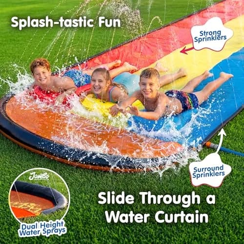 JAMBO Premium Triple Water Slide with 3 Bodyboards 20Ft | Heavy Duty Backyard Water Toy for Kids thumbnail 3