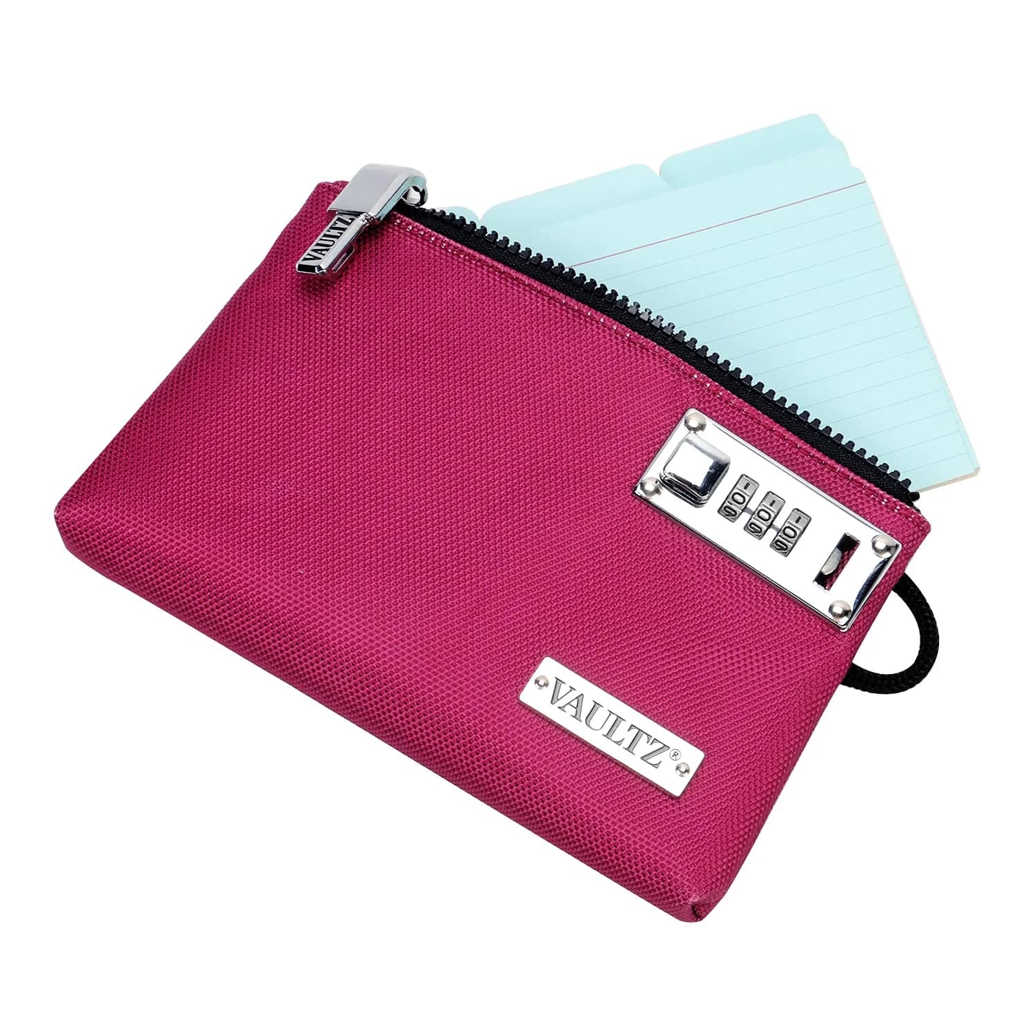 Vaultz Berry Locking Accessories Pouch, 5x8 Inch, Secure Zippered Storage for Valuables - view 2