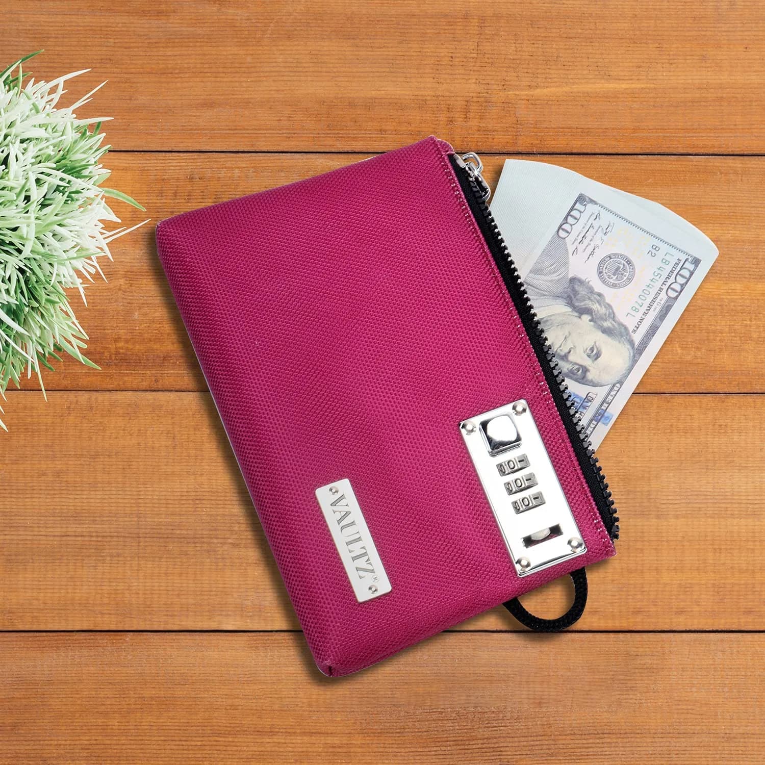Vaultz Berry Locking Accessories Pouch, 5x8 Inch, Secure Zippered Storage for Valuables - view 4