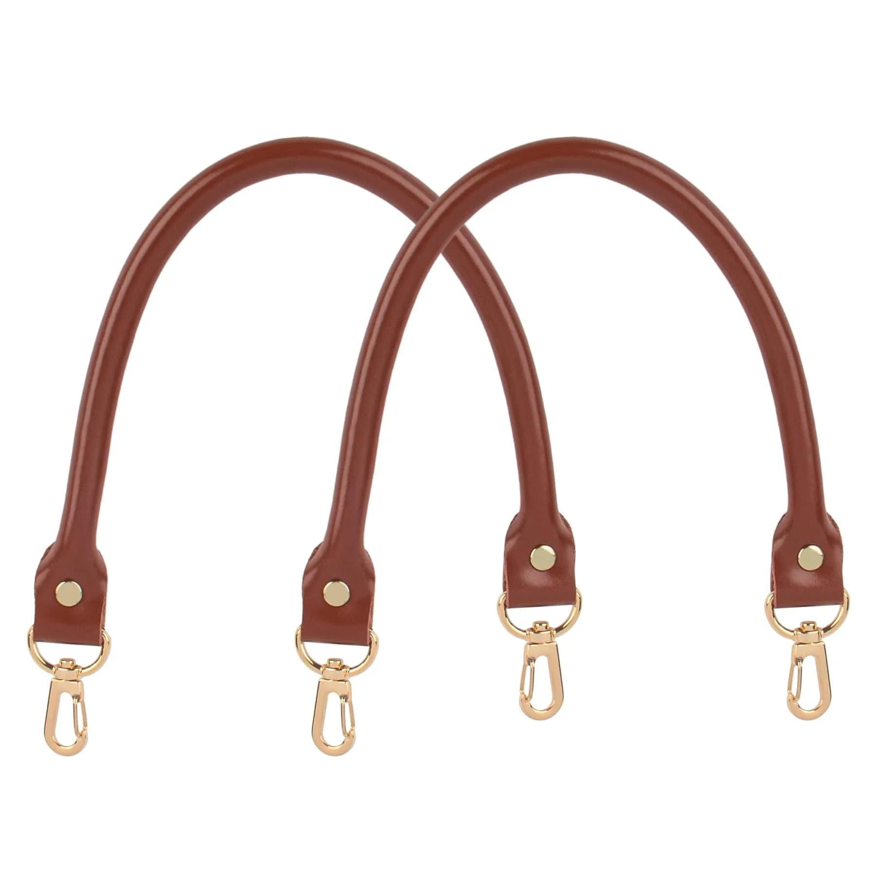 AUEAR Replacement Handbag Straps Brown PU Leather 39.88 cm (15.7 Inches) | 2 Pack with Gold Metal Lobster Buckles — Brown