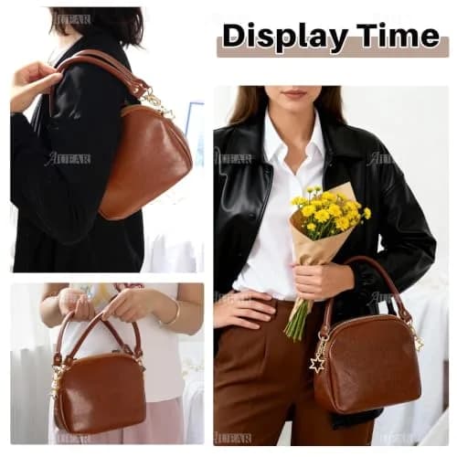 AUEAR Replacement Handbag Straps Brown PU Leather 39.88 cm (15.7 Inches) | 2 Pack with Gold Metal Lobster Buckles thumbnail 5