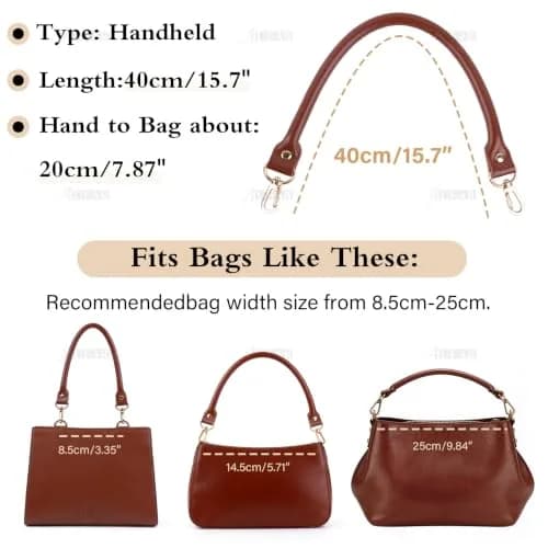AUEAR Replacement Handbag Straps Brown PU Leather 39.88 cm (15.7 Inches) | 2 Pack with Gold Metal Lobster Buckles thumbnail 3