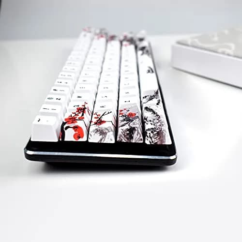 MOLGRIA Keycaps 71 Set for Gaming Mechanical Keyboard | Custom PBT OEM Profile Key caps Japanese Style with Keycap Puller (Plum Blossom, 71 Keys) thumbnail 6
