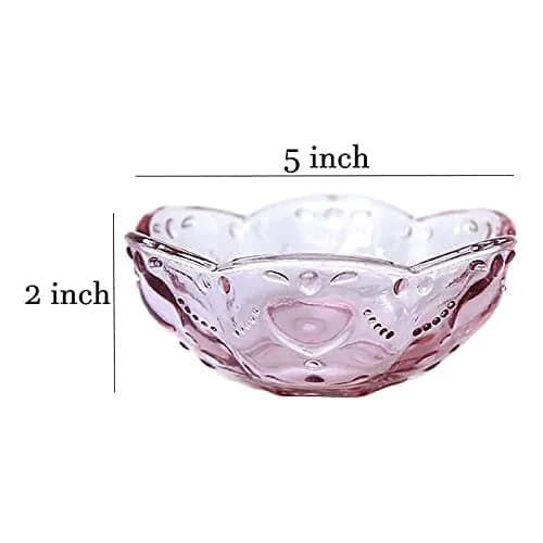 CHOOLD 4pcs Pink Vintage Romantic Glass Sakura Heart Embossed Salad Bowls | 8oz, Dishwasher Safe thumbnail 2