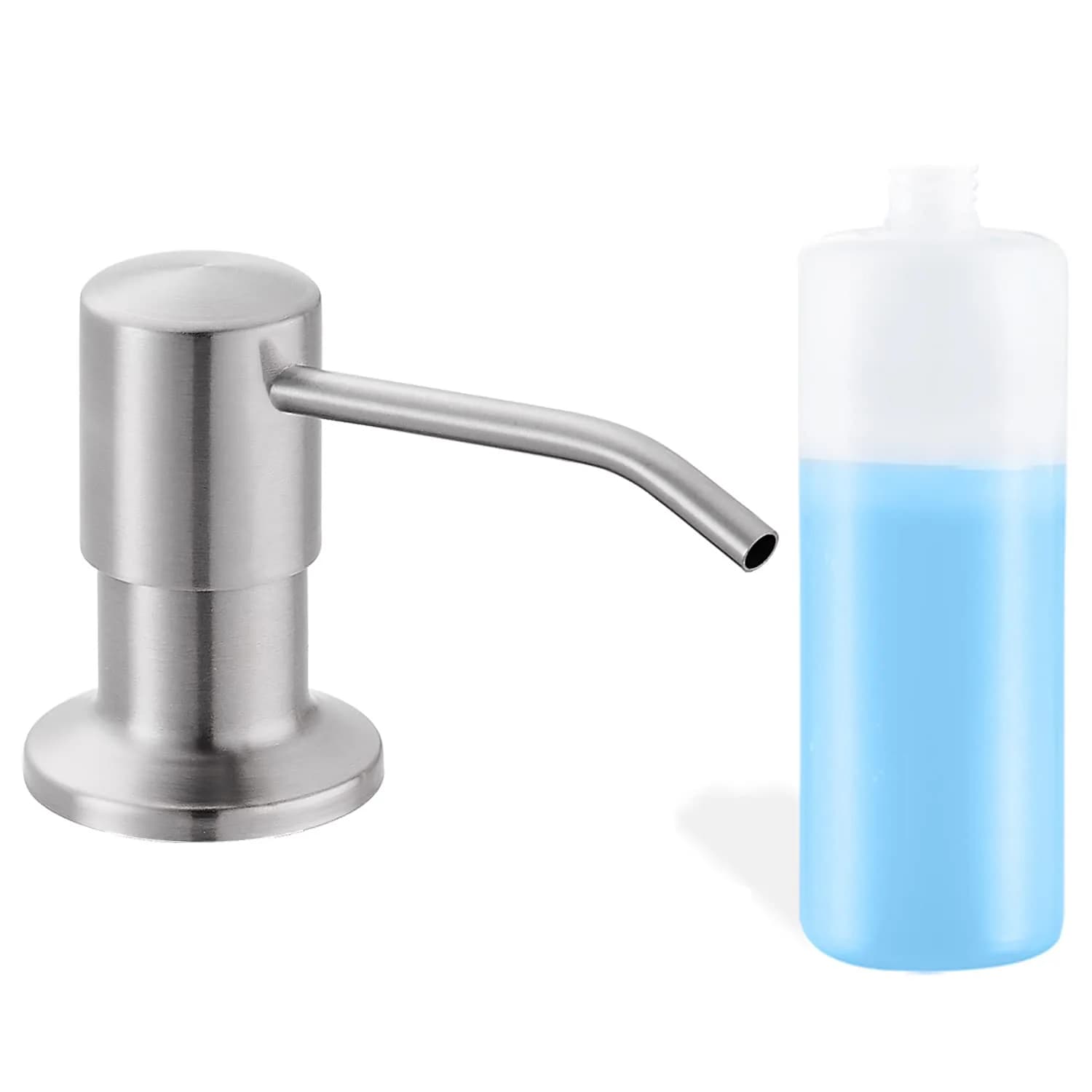 DOILIESE Built-in Soap Dispenser 500ml (17oz) | Brushed Nickel Stainless Steel Countertop Pump Head — Brushed Nickel