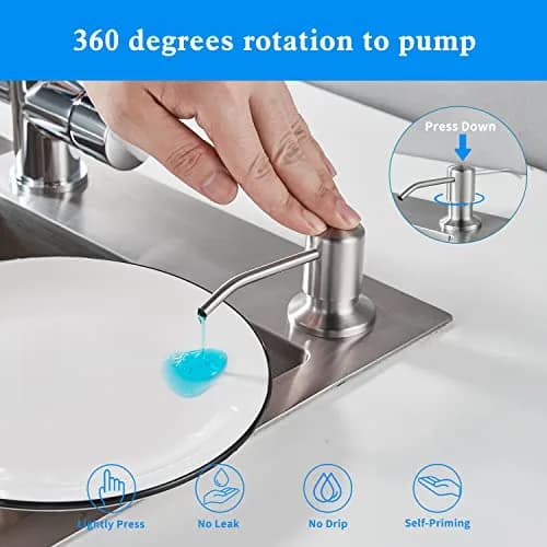 DOILIESE Built-in Soap Dispenser 500ml (17oz) | Brushed Nickel Stainless Steel Countertop Pump Head thumbnail 5