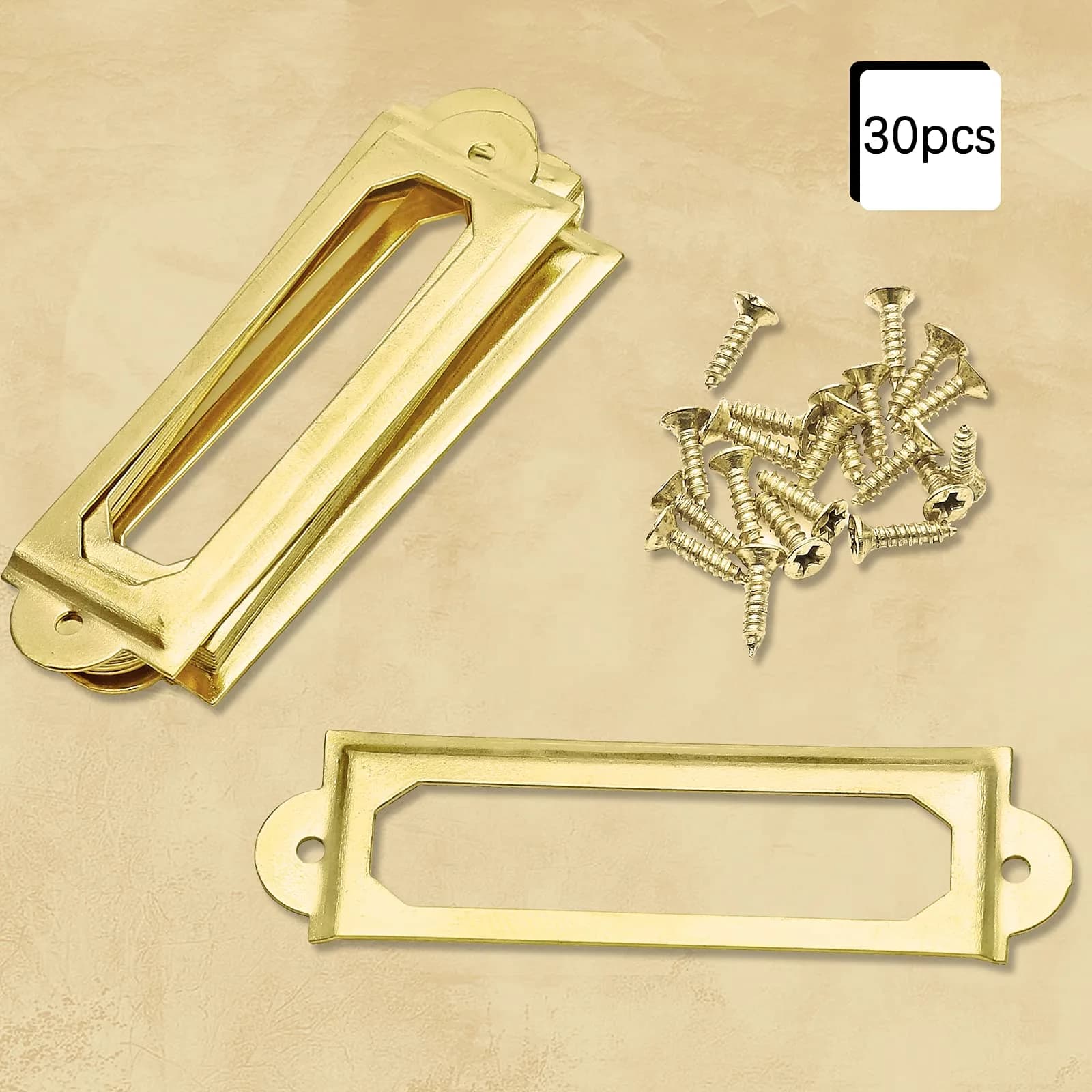 Rierdge Gold 2.3 Inch Label Holder - Pack of 30 | Antique Retro Iron Frames for Drawers & Cabinets - view 2