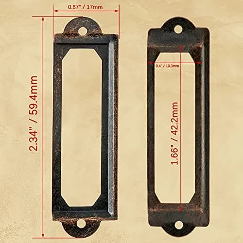 Rierdge Antique Label Holders 2.3 Inch (59.4 mm) Red Copper, 60 Pcs | Retro Iron Frames for Drawers & Cabinets thumbnail 4