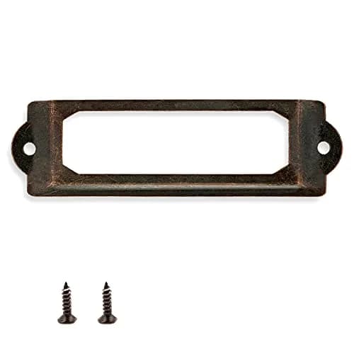 Rierdge Antique Label Holders 2.3 Inch (59.4 mm) Red Copper, 60 Pcs | Retro Iron Frames for Drawers & Cabinets thumbnail 1