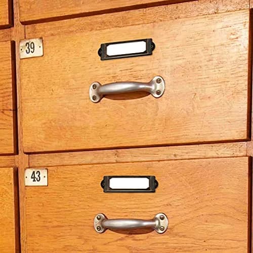Rierdge Antique Label Holders 2.3 Inch (59.4 mm) Red Copper, 60 Pcs | Retro Iron Frames for Drawers & Cabinets thumbnail 7