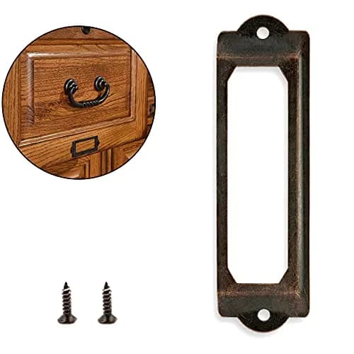 Rierdge Antique Label Holders 2.3 Inch (59.4 mm) Red Copper, 60 Pcs | Retro Iron Frames for Drawers & Cabinets thumbnail 9