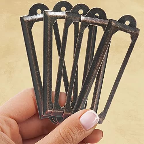 Rierdge Antique Label Holders 2.3 Inch (59.4 mm) Red Copper, 60 Pcs | Retro Iron Frames for Drawers & Cabinets thumbnail 3
