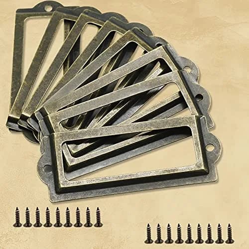 Rierdge Antique Label Holder 3.3 Inch Bronze 30 Pcs | Retro Iron Frames for Cabinets & Drawers thumbnail 4
