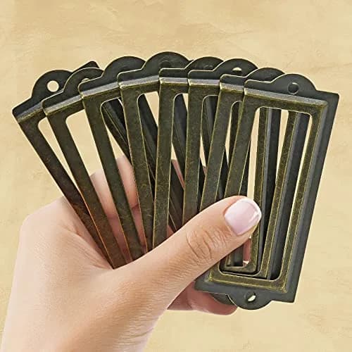 Rierdge Antique Label Holder 3.3 Inch Bronze 30 Pcs | Retro Iron Frames for Cabinets & Drawers thumbnail 5