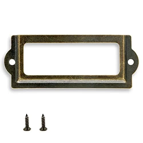 Rierdge Antique Label Holder 3.3 Inch Bronze 30 Pcs | Retro Iron Frames for Cabinets & Drawers thumbnail 1