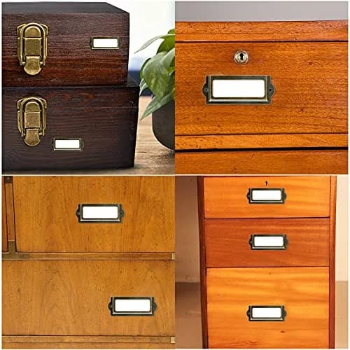 Rierdge Antique Label Holder 3.3 Inch Bronze 30 Pcs | Retro Iron Frames for Cabinets & Drawers thumbnail 8