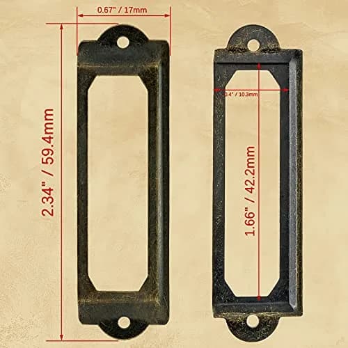 Rierdge Antique Label Holder 59.4mm (2.34 Inch) Bronze, 30 Pcs | Retro Iron Drawer Pulls for Cabinets & Boxes thumbnail 4