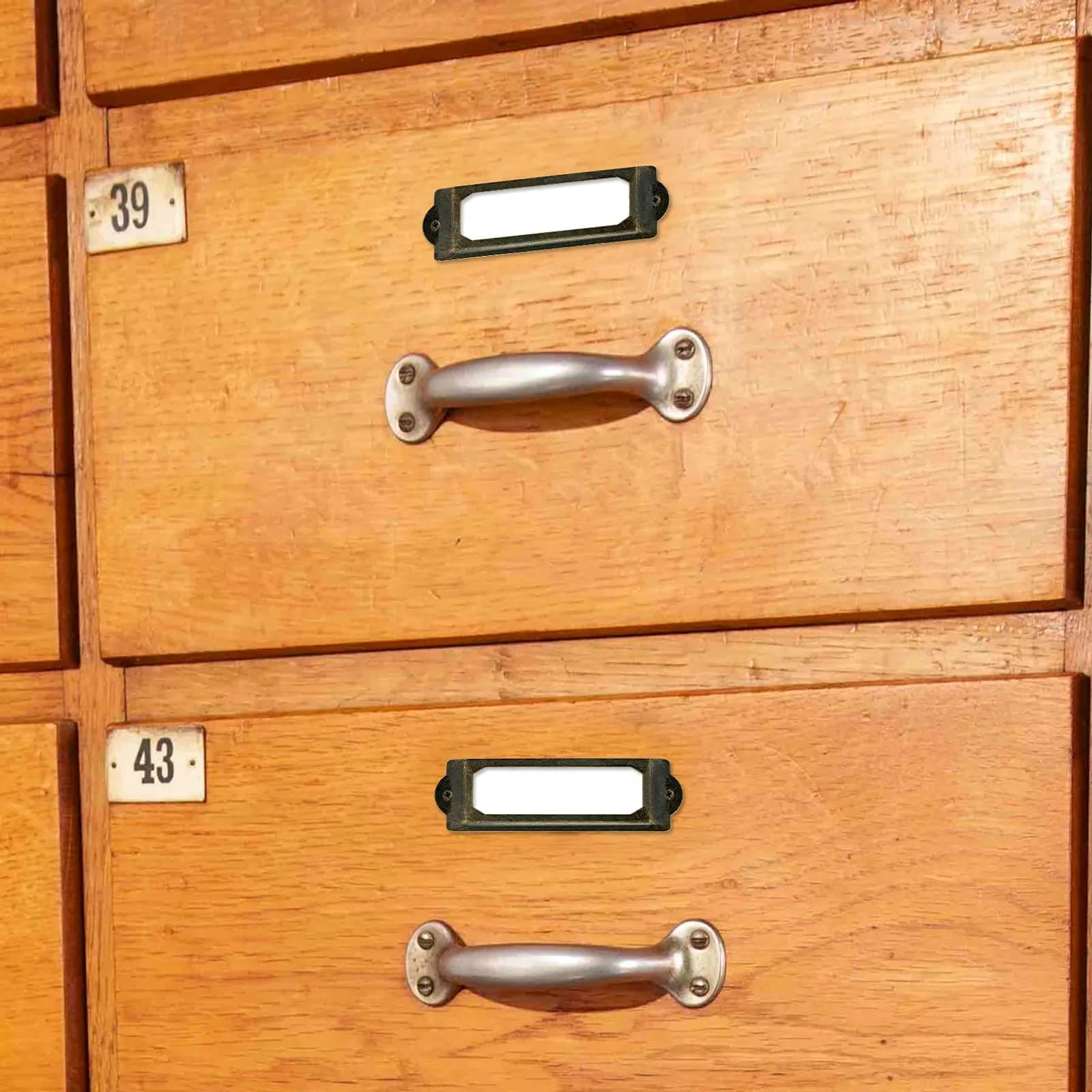 Rierdge Antique Label Holder 59.4mm (2.34 Inch) Bronze, 30 Pcs | Retro Iron Drawer Pulls for Cabinets & Boxes - view 7