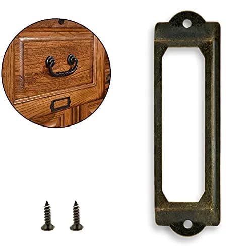 Rierdge Antique Label Holder 59.4mm (2.34 Inch) Bronze, 30 Pcs | Retro Iron Drawer Pulls for Cabinets & Boxes thumbnail 9