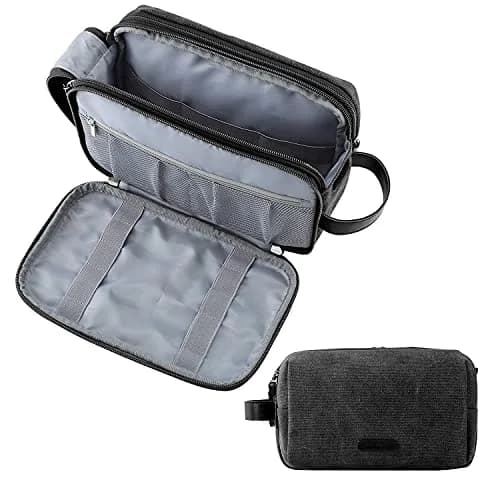 BAGSMART Toiletry Bag for Men, Canvas Travel Organizer, Water-Resistant, Medium | Water-resistant toiletry kit with elastic bands thumbnail 1