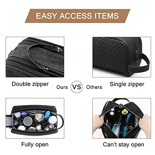 BAGSMART Toiletry Bag for Men, Canvas Travel Organizer, Water-Resistant, Medium | Water-resistant toiletry kit with elastic bands thumbnail 4