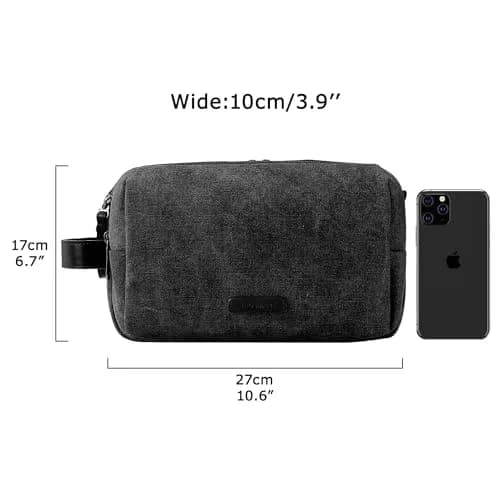 BAGSMART Toiletry Bag for Men, Canvas Travel Organizer, Water-Resistant, Medium | Water-resistant toiletry kit with elastic bands thumbnail 6