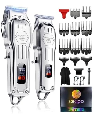 KIKIDO Cordless Hair Clippers for Men Professional Home Hair Cutting Kit | 11 Guide Combs, Rechargeable, LED Display thumbnail 1