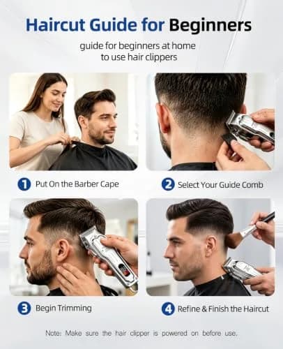 KIKIDO Cordless Hair Clippers for Men Professional Home Hair Cutting Kit | 11 Guide Combs, Rechargeable, LED Display thumbnail 7