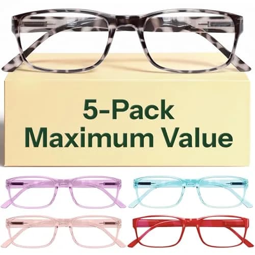 Gaoye Blue Light Blocking Reading Glasses 5-Pack Mix Color 2, 1.5 Magnification | Spring Hinges & Anti-Glare thumbnail 1
