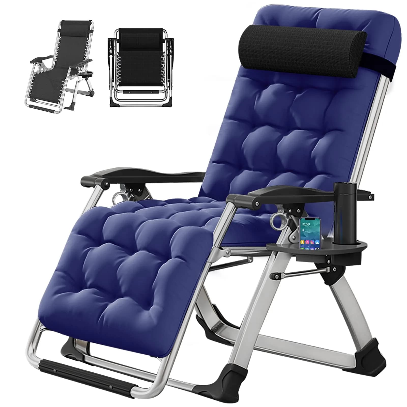 DoCred Zero Gravity Chair, Heavy Duty Folding Reclining Lounge Chairs | Supports 440 lbs, Adjustable & Portable