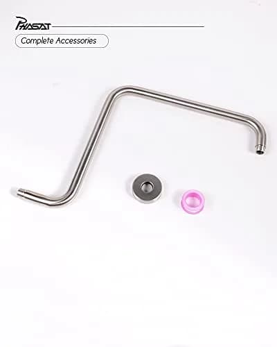 PHASAT S Shaped Shower Arm 42.3 cm (16.65 Inches) High Rise Brushed Nickel | Extends Showerhead Reach & Height thumbnail 6