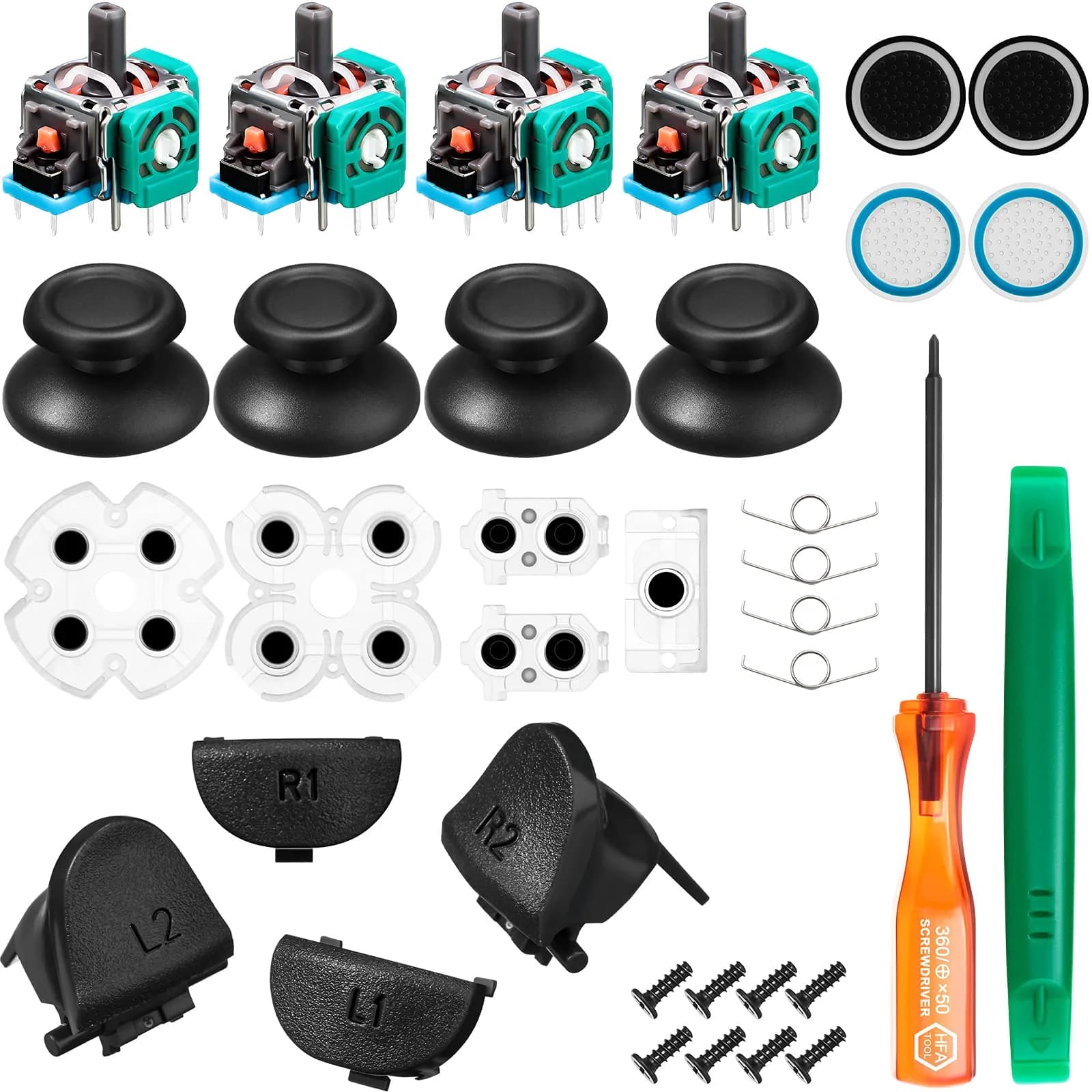 Zhanmai Controller Repair Kit Joystick Replacement Parts Button | Compatible with PS4 Controllers, Easy Installation, Complete Set - main product image
