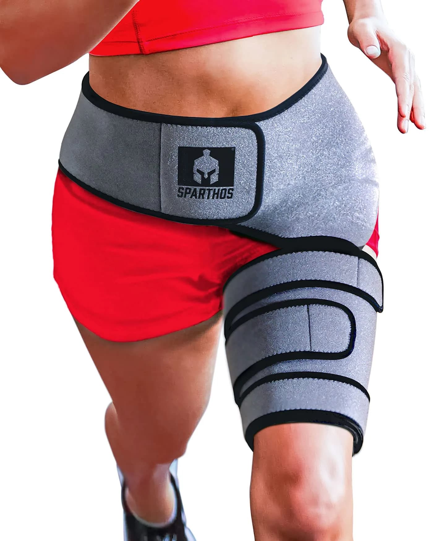 Sparthos Sciatica Brace Hip & Groin Compression Wrap for Left Leg - Gray/Black — Left Leg