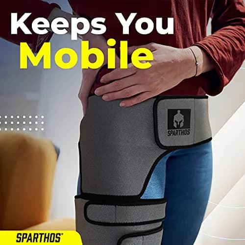 Sparthos Sciatica Brace Hip & Groin Compression Wrap for Left Leg - Gray/Black thumbnail 4