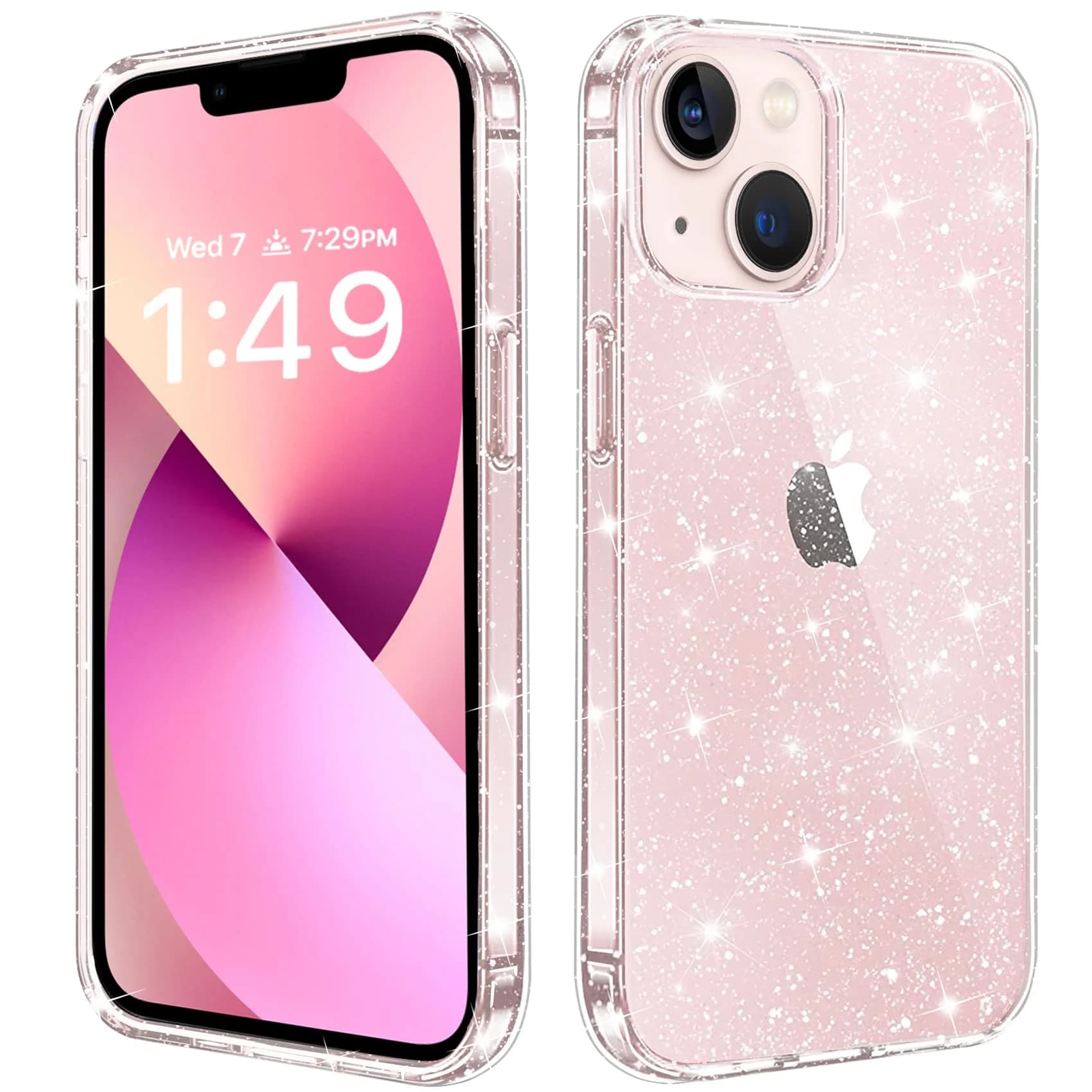 JJGoo Compatible with iPhone 13 Case, Clear Glitter Soft TPU Shockproof Bumper Cover, Sparkle Bling Sparkly Slim Women Girls Phone Case for iPhone 13, 6.1inch — Clear