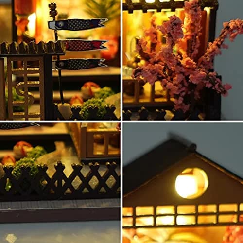TOPBSFARNY Miniature Japanese House DIY Dollhouse Kit | 1.95" L x 1.47" W x 1.52" H (4.9cm L x 3.7cm W x 3.8cm H) thumbnail 4
