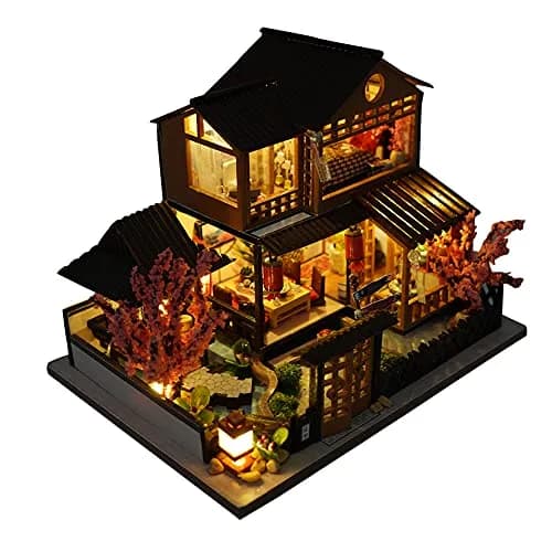 TOPBSFARNY Miniature Japanese House DIY Dollhouse Kit | 1.95" L x 1.47" W x 1.52" H (4.9cm L x 3.7cm W x 3.8cm H) thumbnail 1
