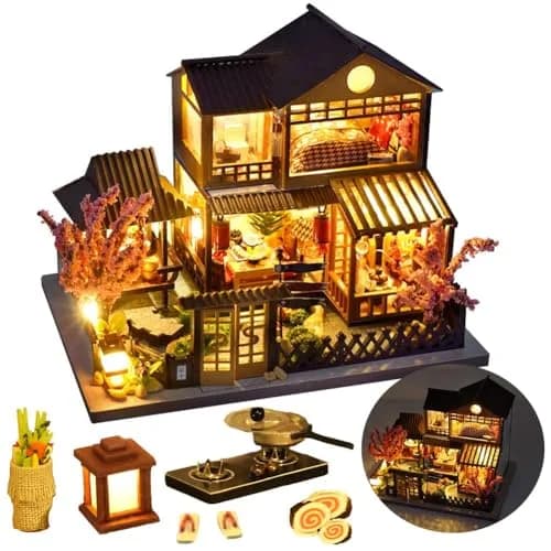TOPBSFARNY Miniature Japanese House DIY Dollhouse Kit | 1.95" L x 1.47" W x 1.52" H (4.9cm L x 3.7cm W x 3.8cm H) thumbnail 8
