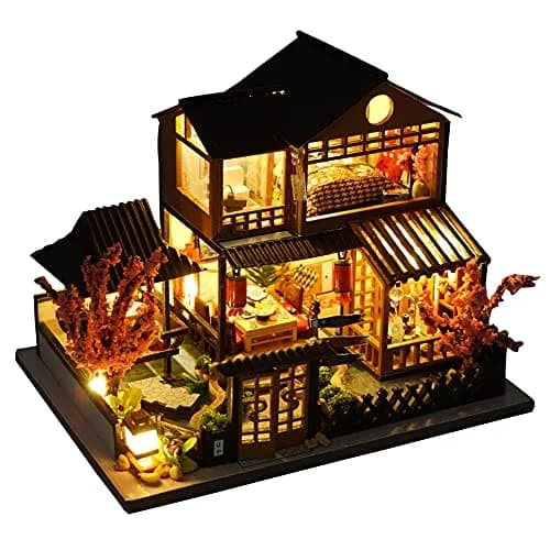 TOPBSFARNY Miniature Japanese House DIY Dollhouse Kit | 1.95" L x 1.47" W x 1.52" H (4.9cm L x 3.7cm W x 3.8cm H) thumbnail 2
