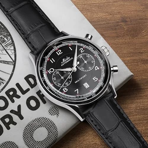 MIDO Multifort Patrimony Chronograph Swiss Automatic Watch for Men | Black Dial, 42mm Case thumbnail 2